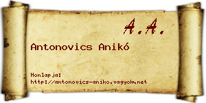 Antonovics Anikó névjegykártya