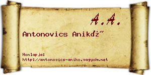 Antonovics Anikó névjegykártya